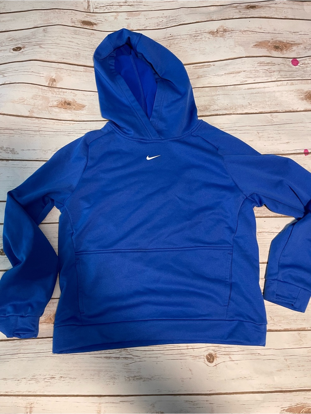 Nike Kids Blue Pullover Hoodie with White Swoosh